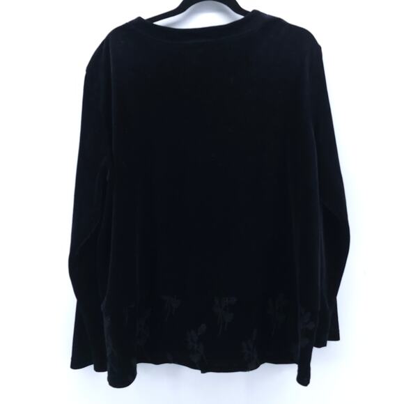 Hot Cotton Vintage Black Velvet Floral Embroidery Gothcore Witchy Button Cardi L - Picture 8 of 14